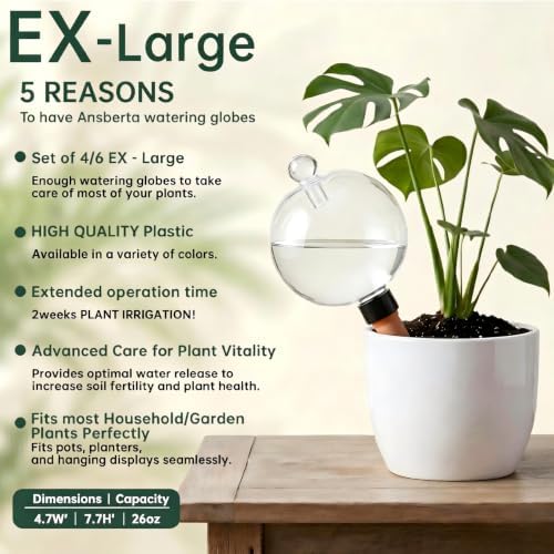 8 Pack EX-Large Plant Watering Globes with Cover 26oz Top Fill Plastic Water Bulbs Self Watering Planter Inser, Slow Release Terracott, Plant Watering Devices for Plants - Image 4