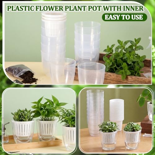 Self Watering Plant Pots, 4.3'', Transparent White, 18 Pcs - Image 4