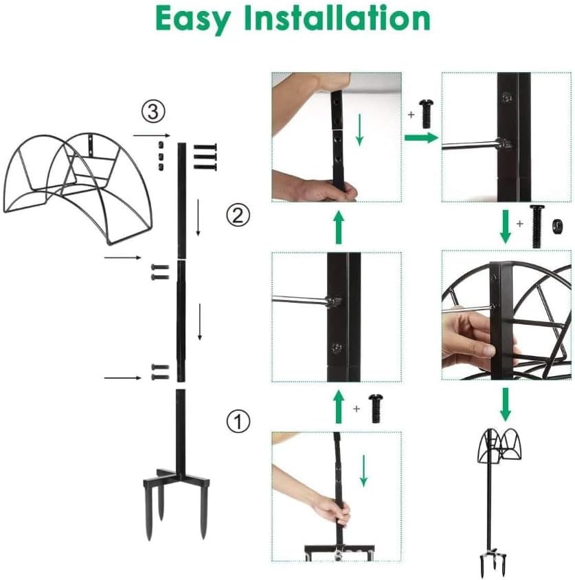 Hose Rack For Garden, Freestanding In-Ground Hose Holder - Image 7