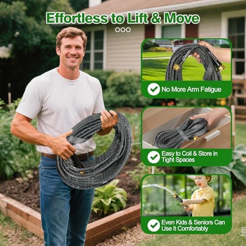 75FT Non-Expanding Garden Hose, Lightweight Flexible Flat Hose, Kink-Free, Burst-Resistant, High-Pressure Water Hose for Outdoor, RV, Lawns, Cleaning - Image 5