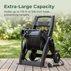 175FT Portable Hose Reel Cart with Wheels, Black - Image 3