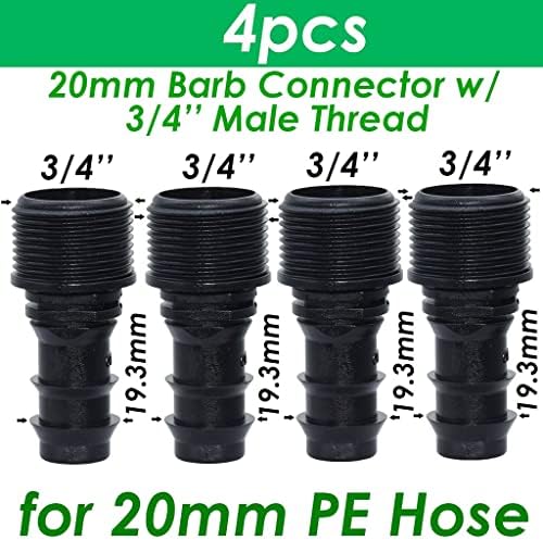 Garden 4PCS Thread Connector to Barb, PE Hose Adapter Drip Irrigation Watering System (Color : SPL11-226-20MM-4PCS) - Image 2