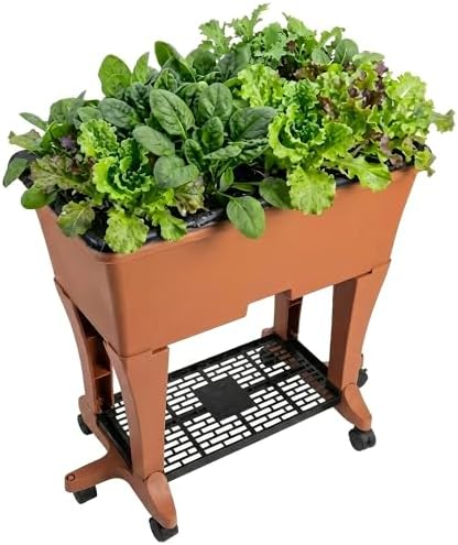 EarthBox Raised Garden Bed with Legs – Elevated Self Watering Planter Box with Wheels, Storage Shelf, Premium Plant Food, Easy Assembly, Made in USA, Terra by EarthBox