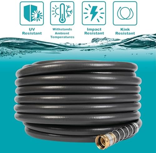 Gilmour Flexogen Heavy Duty Garden Hose – 5/8 in x 100 ft, Leak-Proof Brass Couplings, Kink Resistant 8-Layer Design, 500 PSI, Made in USA - Image 3
