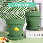 vensovo 4 Inch Small Green Terracotta Plant Pots with Saucer - 6 Pack Clay Flowerpots with Drainage, Great for Indoor Outdoor Plants, Crafts, Wedding Favor - Image 5