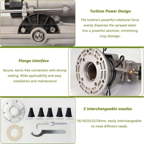 2" Agriculture Farm Irrigation Sprinkler, Irrigation Spray Gun with 5 Nozzles, 360°Adjustable Large-Area Watering Spray, Impact Water Sprinkler for Yard, Lawn, Garden - Image 7