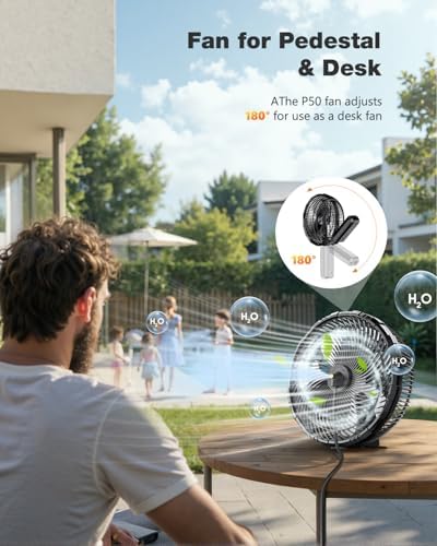 Outdoor Misting Fan for Outside, 12-Inch 20000mAh Portable Water Cooling Fan for Patios Bedroom, 2 In 1 Standing & Tabletop Oscillating Fans with Mister Kit, Mist Fans with Remote/Spray/7 Gear/Timer - Image 6