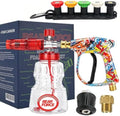 Pressure Washer Spray Gun M22-14 Max 3000 PSI with 1/4" Quick Connector Snow Foam Lance & 5 Spray Tips & Clip Nozzle Holder, Compatible for Some of Greenworks Kar-cher Ryobi Homelite Pressure Washer by BEARFORCE