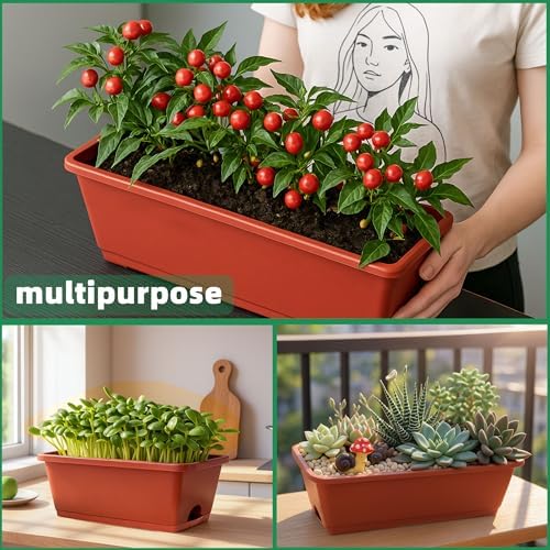LOCONHA 12 Pack Window Box Planter, Plastic Vegetable Flower Planters Boxes - Image 6