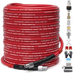 Sewer Jetter Kit for Pressure Washer – 200ft Water Jet Drain Cleaning Hose 5800PSI 1/4 Inch NPT Corner with Sewer Cleaning Tool High Pressure Nozzles and Spanner Waterproof Tape by TUTULUCK