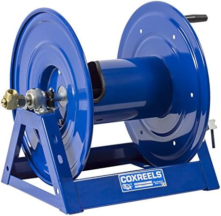 Coxreels 1125-5-100 Hand Crank Steel Hose Reel, 1125 Series – ¾" x 100', 3,000 PSI - Heavy Duty All Welded Steel A Frame - Adjustable Tension Break – Made in The USA, Blue - Image 2