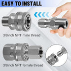 8Pcs 3/8" Stainless Steel Quick Connect Male Pressure Washer - Image 3