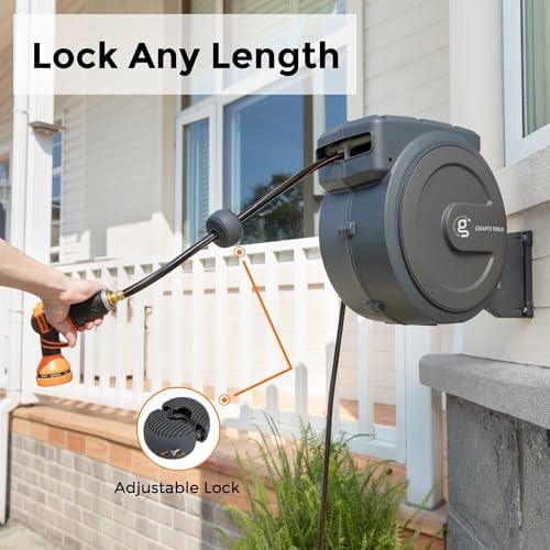 Giraffe Tools Retractable Garden Hose Reel 1/2"78FT Wall Mount Auto Rewind - Image 6