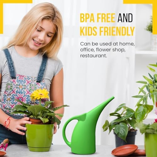 2 Pack 1/2 Gallon Green Watering Can – Small Plastic Plant Waterer for Indoor & Outdoor Use – Lightweight Garden Tool with Easy Pour Spout – Ideal for Flowers, Herbs & Lawns - Image 6