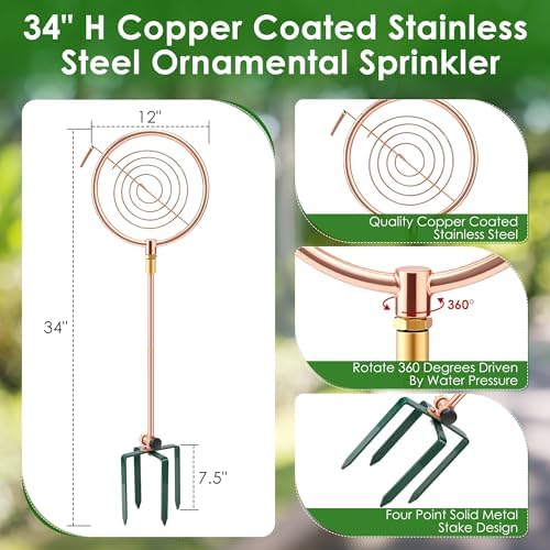 34" Ornamental Sprinkler, 360° Rotating, Circle Ring - Image 2