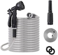 75ft Metal Garden Hose Stainless Steel Heavy Duty Water Hose With 2 Nozzles, No Tangle and Kink, Lightweight & Flexible, Tough and Pet Proof, Metal Garden Hose for Yard, RV, Garden, Outdoor by KIDYBELL