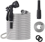 75ft Metal Garden Hose Stainless Steel Heavy Duty Water Hose With 2 Nozzles, No Tangle and Kink, Lightweight & Flexible, Tough and Pet Proof, Metal Garden Hose for Yard, RV, Garden, Outdoor by KIDYBELL