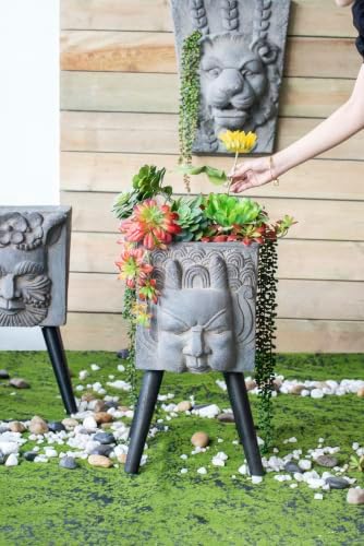 Statue Planter, 22 Inch, Black and Grey - Image 4