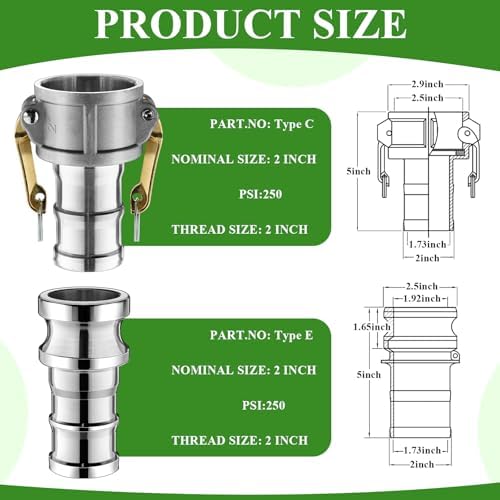 4 Set 2 Inch Camlock Fittings Type C&E - Image 2