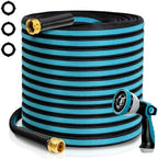 50FT Non-Expandable Garden Hose, Flexible Water Hose with Spray Nozzle, Kink-Resistant, Leakproof 3/4" Brass Connectors, Lightweight & Portable Water Pipe for Yard, Lawn Outdoor by WHOBUY