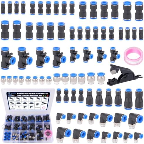 80 Pcs Quick Connect Air Line Fittings Kit Pneumatic Air Fittings by XaXmTee