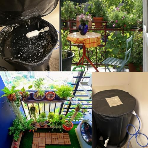 Japard 16 Inch Slim Rain Barrel Water Tank Collapsible Indoor Outdoor 26 Gallon Rainwater Storage from Gutter Upgraded Leakproof Spigot Downspout Catcher with Filter Black 100L - Image 6