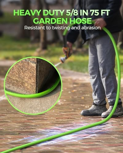 75 FT x 5/8″ Garden Hose, Lightweight Flexible Garden Water Hose with Swivel Handle, 200 PSI Working, 450 PSI Burst, All-Weather Outdoor Use, Heavy Duty Water Hose for for Lawn, Yard, G75GH06 - Image 2