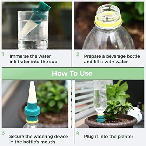 15 Pcs Self Watering Spikes, Bottle Adapter Auto Watering Device Set, Upgraded Plant Watering System to Keep Soil Moist, Automatic Irrigation Stakes for Indoor and Outdoor Vacation Plant Watering - Image 4