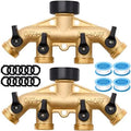 2 Pack 4 Way Hose Splitter, with Rubber Washers & Tapes by LFSEMINI