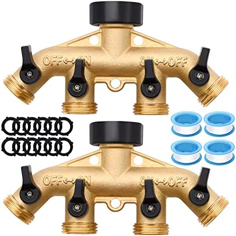 2 Pack 4 Way Hose Splitter, with Rubber Washers & Tapes by LFSEMINI