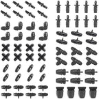 100Pcs 5/16 Inch Irrigation Tubing Fittings Kit (10Pcs×10Types), Locked Barbed Connectors for 5/16" ID-0.43" OD Drip Tubing, Include Couplings/Tees/Elbows/End Plugs/Four-Way by WOVSTNOV