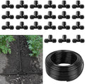 100FT 1/4 Inch Drip Irrigation Tubing with 20 Pack Tees by Doodlream