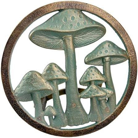 Zeckos Garden Hose Holder Mushroom 12 Inch Cast Iron Verdigris Bronze - Image 2
