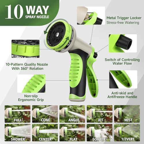 Metal Garden Hose 100 ft Stainless Steel Water Hose Heavy Duty Flexible Lightweight Durable Long No Kink Hoses Pipe with 10 Function Nozzle Strong 3/4’’ Solid Brass Fitting for Outdoor Yard - Image 5