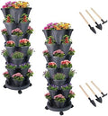 DUNCHATY Stackable Planter, Vertical Garden Planter with Wheels and Tools, Self Watering Strawberry Planter Indoor/Outdoor 7 Tier Herb Planter Pots for Growing Vegetables and Succulents, Dark Gray by DUNCHATY