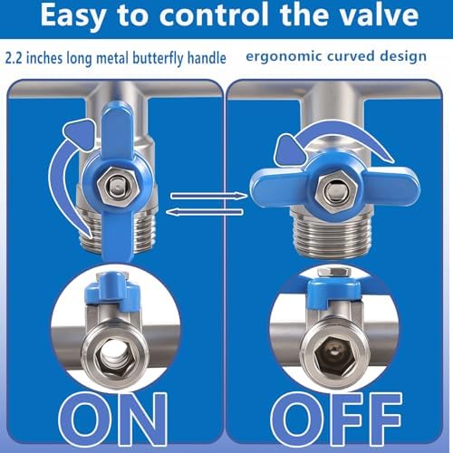 304 Stainless Steel Garden Hose Splitter 4 Way Heavy Duty, Full Flow T Valve Water Hose Splitter With 2.1" Extra Long Handle, Lead-free，3/4" GHT Thread Connector For Outdoor Spigot Faucet - Image 6