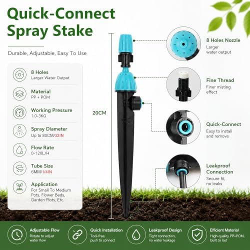 Portable Quick Connect Drip Irrigation System with Adjustable Sprinkler Nozzles for Efficient Watering, Garden, Lawn, and Plant Care Solutions - Image 5