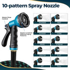 Garden Hose 150 ft, 2026 Upgraded Kink Free Flexible Water Hose 150ft With 10 Pattern Spray Nozzle, Leak-Proof, Portable, Ultra Lightweight & Durable Garden Hose for Yard, Lawn, Outdoor, Blue & White - Image 5