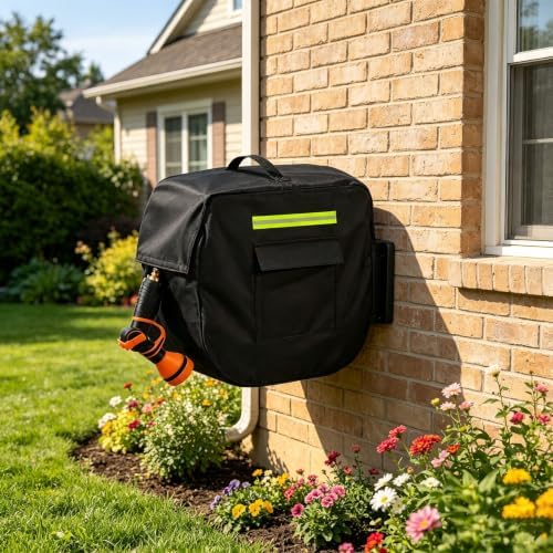 Retractable Garden Hose Reel Cover with Plush Lining, Heavy Duty 100% Waterproof Outdoor Wall Mounted Garden Hose Reel Cover with Side Pocket - 20.9" W x 11.4" D x 18.9" H (Cover Only) - Image 3