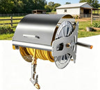 Garden Hose Reel, Heavy Duty Stainless Steel Wall/Floor Mounted, Retractable with Crank, 164ft 1/2-inch Hose Holder, Easy to Install Hose Storage Solution by Unknown