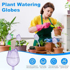 M METERXITY 4-Pack Plant Watering Globes, 9.4 Inch Plastic Self Watering Planter Insert for Indoor/Outdoor Plants, Self Water Devices [Purple] - Image 2