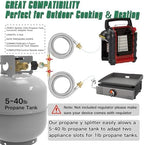 Upgraded 5FT Propane 2 Way Splitter Adapter Hose Stainless Braided Y Splitter Hose 1 lb to 20 lb Converter with Shut Off Valve with Gauge Propane Hose Adapter 1lb LP Appliances to QCC1 5-40lb Tank - Image 3