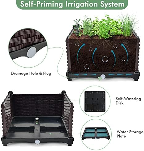 S AFSTAR Raised Garden Bed with Removable Legs & Brackets, 4 Pack Elevated Garden Planter Kits for Flowers Fruits Vegetables, Multiple Combination Planting Box Container for Garden Patio Balcony - Image 4