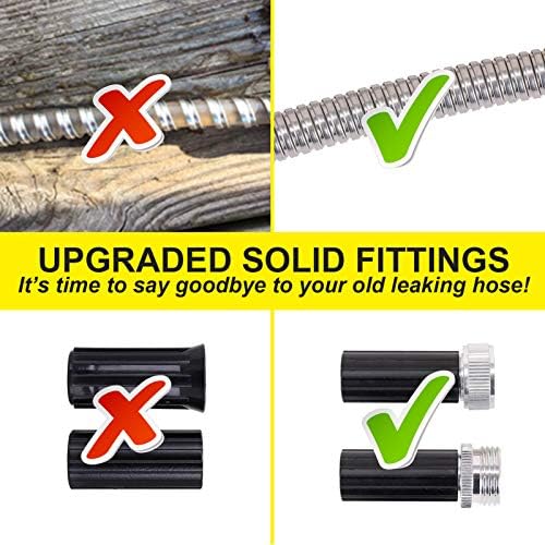 Metal Water Hose 100 ft - Stainless Steel Water Hose with 2 Nozzles, Lightweight, Tangle Free & Kink Free, Heavy Duty, High Pressure, Flexible, Dog Proof - Image 2
