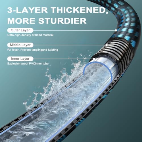 Garden Hose 50ft, Non-Expanding Water Hose Ultra Lightweight, Kink-Free Flexible Hose with 10-Pattern Nozzle, Durable & Abrasion Resistant Outdoor Hose for Yard, Lawn, Marine, RV, and Car Wash (50 FT) - Image 2