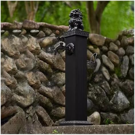 Floor Mounted Faucet Outdoor Water Pipe Vertical Fountain Irrigation Column,304 Stainless Steel Vertical Garden Water Column - Outdoor Independent Water Pipe with Locking All Copper Faucet, by Unknown