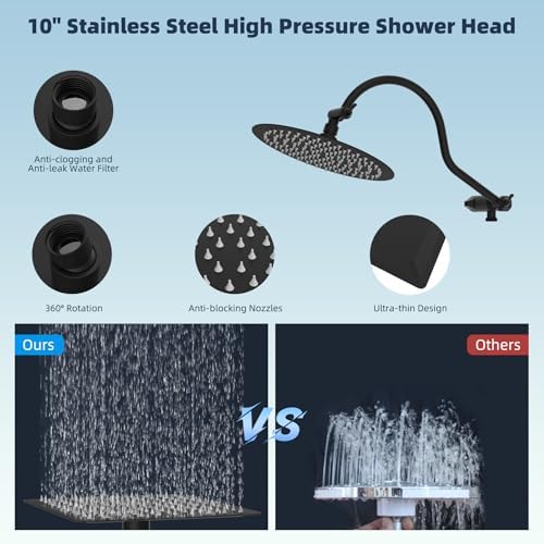 Hibbent All Metal cUPC Certified Shower Head, 10'' Rainfall Shower Head - Image 4