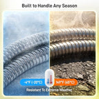 Garden Hose, 50ft 5/8" Stainless Steel Water Hose w/ 10-Mode Spray Nozzle, On/Off Valve, 523 PSI Burst, Anti-Kink, Lightweight All-Weather Flexible, Leakproof 3/4" Brass Male to Female Fittings - Image 6