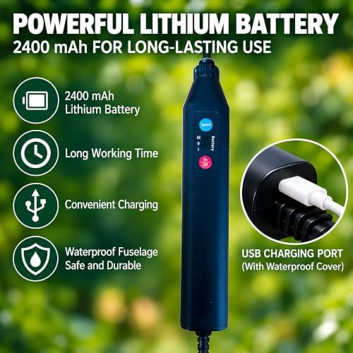 Electric Plant Waterer, High Reach Telescopic Watering Wand with 3 Speeds, 4 Spray Nozzles, 2400mAh Rechargeable Battery, Battery Powered Sprayer Wand for Indoor Outdoor Plants - Image 3