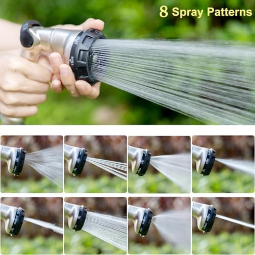 FANHAO Thumb Control Garden Hose Nozzle Heavy Duty Metal, 8 Spray Patterns - Image 4